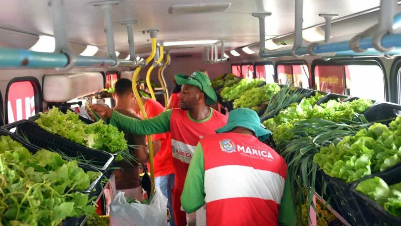 Distribuição de hortaliças frescas para moradores em Maricá