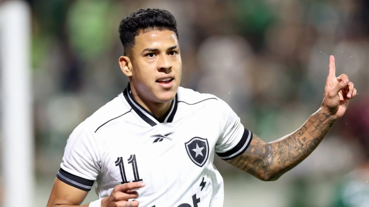 Matheus Martins comemorando gol pelo Botafogo