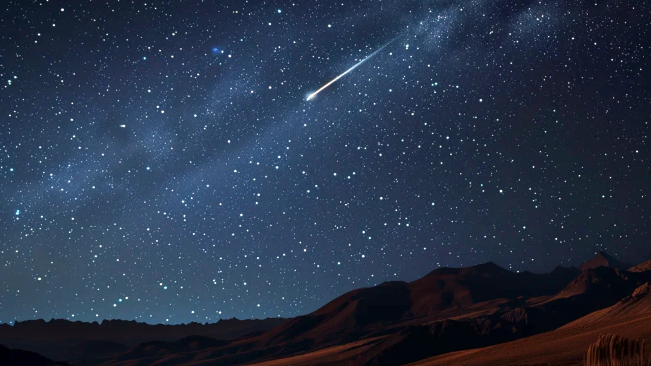 chuva de meteoros Eta Aquáridas iluminando o céu durante a madrugada