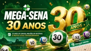 Resultado da Mega-Sena 30 anos: números sorteados no concurso 3010, premiação, dezenas e apostas ganhadoras deste domingo, 24/05 | arte Folha do Leste