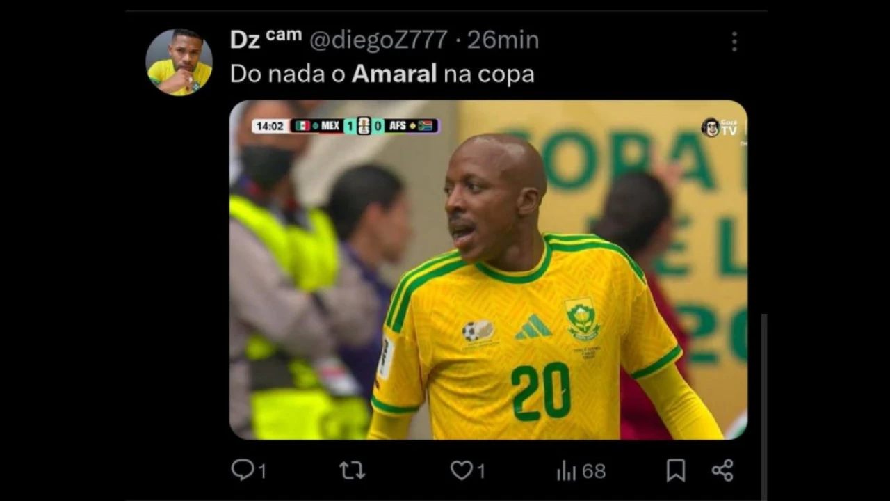 Khuliso Mudau viraliza por semelhança com Amaral durante México x África do Sul Khuliso Mudau viraliza por semelhança com Amaral durante México x África do Sul