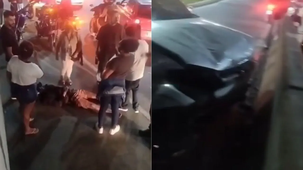 Motociclista é arremessado do Viaduto do Gramacho após engavetamento em Duque de Caxias