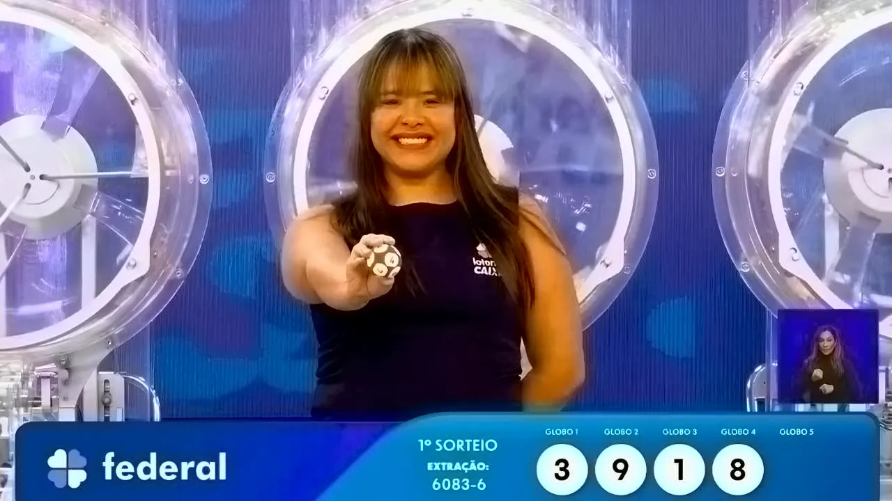 Garota da sorte com a última bola sorteada: resultado completo e prêmios do concurso 6083 da Loteria Federal, referente à Extração de quarta-feira, 15/07, com todas as dezenas de milhar do 1º, 2º, 3º, 4º, 5º prêmio