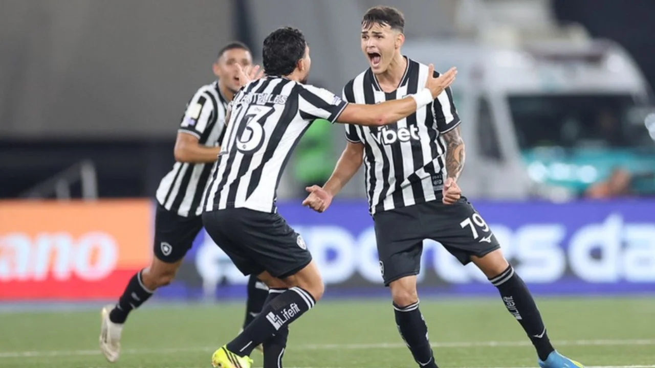 Jogadores de Botafogo e Vitória antes do confronto pelo Campeonato Brasileiro no Estádio Nilton Santos