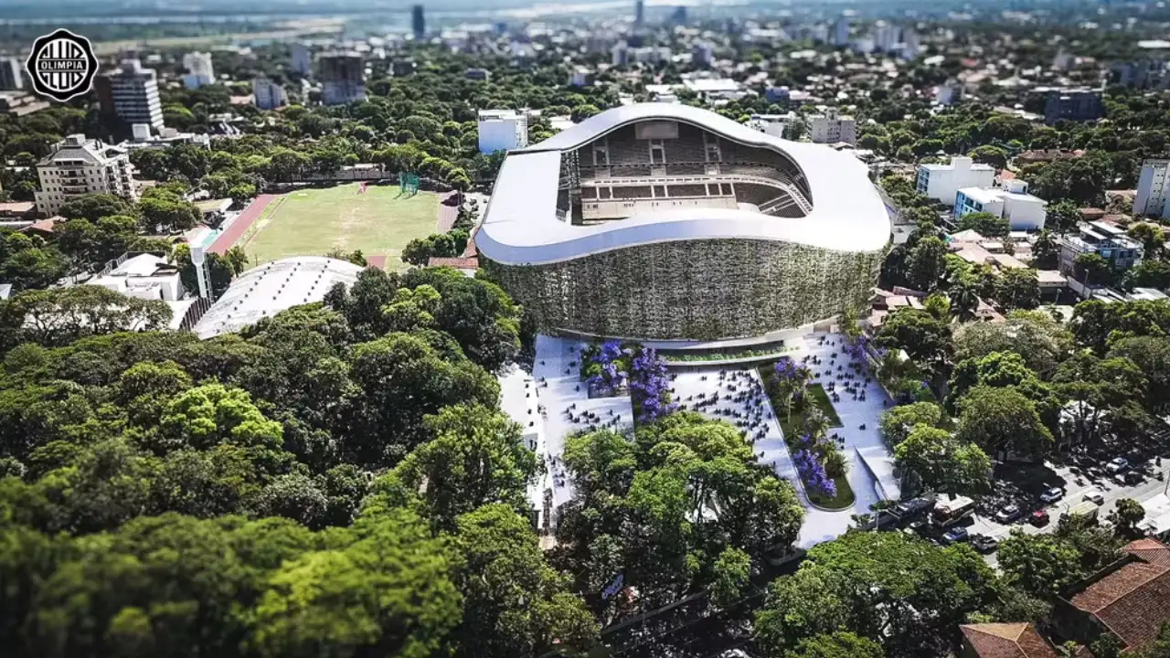 Projeto do novo estádio do Olimpia em Assunção, previsto para a Copa do Mundo de 2030 Projeto do novo estádio do Olimpia em Assunção, previsto para a Copa do Mundo de 2030