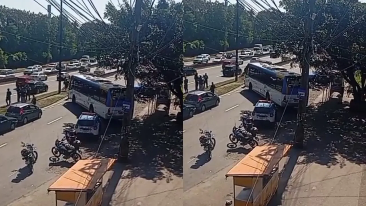 Ônibus sequestrados na Gardênia Azul atravessados em via durante ação criminosa