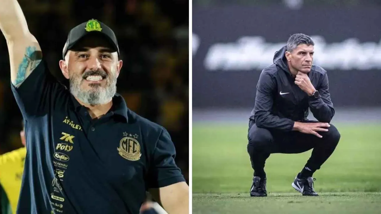 Jogadores de Vasco e Mirassol disputam a bola antes do confronto decisivo pelo Campeonato Brasileiro em São Januário