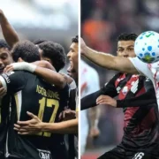 Jogadores de Atlético-MG e Red Bull Bragantino durante confronto pela Copa Sul-Americana