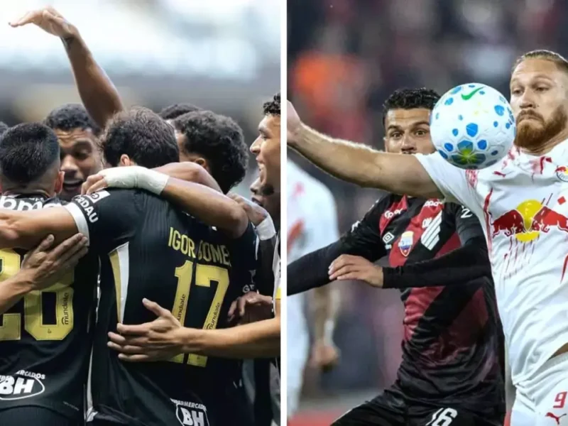 Jogadores de Atlético-MG e Red Bull Bragantino durante confronto pela Copa Sul-Americana