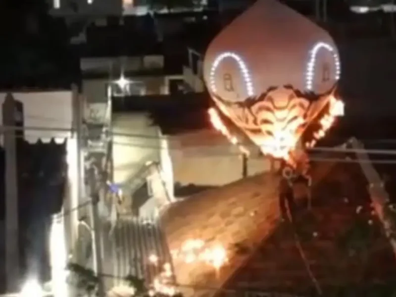 Balão iluminado com imagem do Cristo Redentor cai no Engenho Novo, na Zona Norte do Rio