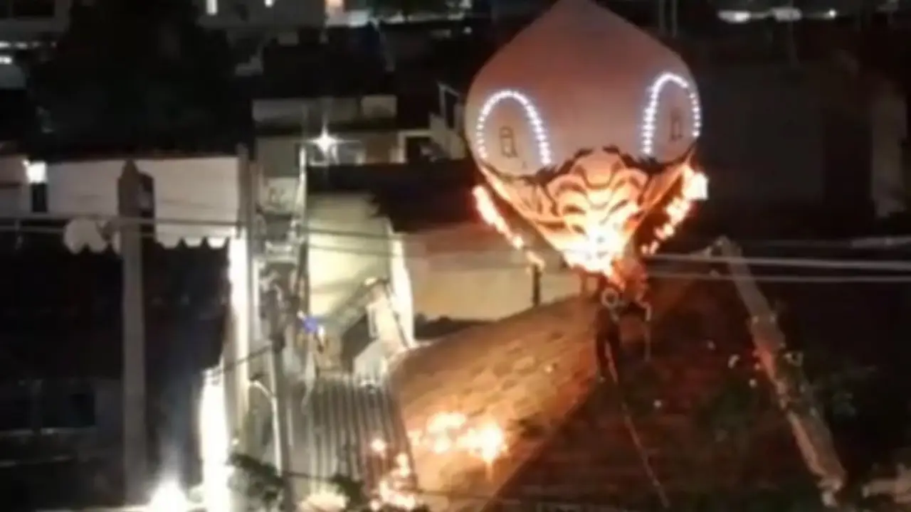 Balão iluminado com imagem do Cristo Redentor cai no Engenho Novo, na Zona Norte do Rio
