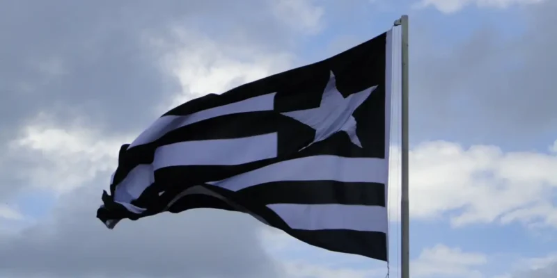 Imagem da bandeira do Botafogo sendo exibida