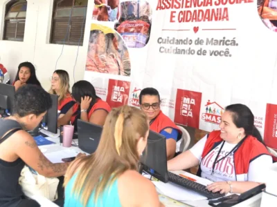 Atendimento do Cadastro Único em mutirão no CRAS Região Oceânica, em Ponta Negra, Maricá