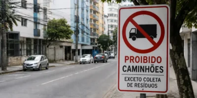 Trecho da Rua Comendador Miguelote Viana, em Icaraí, onde a NitTrans proibiu a circulação de caminhões
