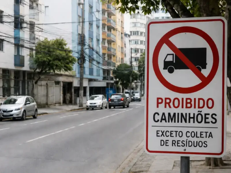 Trecho da Rua Comendador Miguelote Viana, em Icaraí, onde a NitTrans proibiu a circulação de caminhões