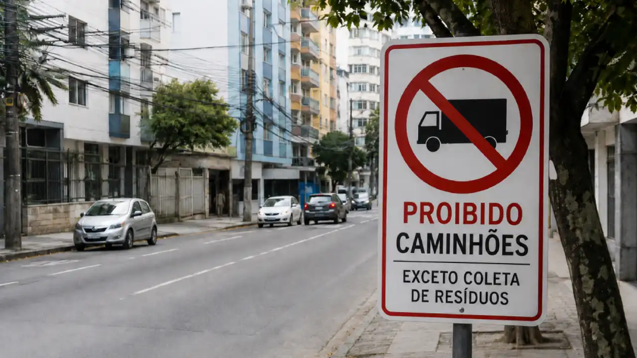 Trecho da Rua Comendador Miguelote Viana, em Icaraí, onde a NitTrans proibiu a circulação de caminhões