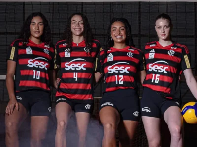 Jogadoras de vôlei feminino durante competição que antecede a Copa Supervôlei Feminino 2026 em Niterói