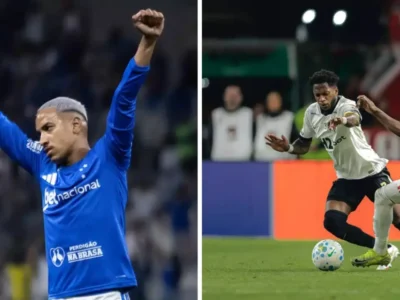 Jogadores de Cruzeiro e Atlético-MG durante clássico mineiro antes das quartas da Copa do Brasil