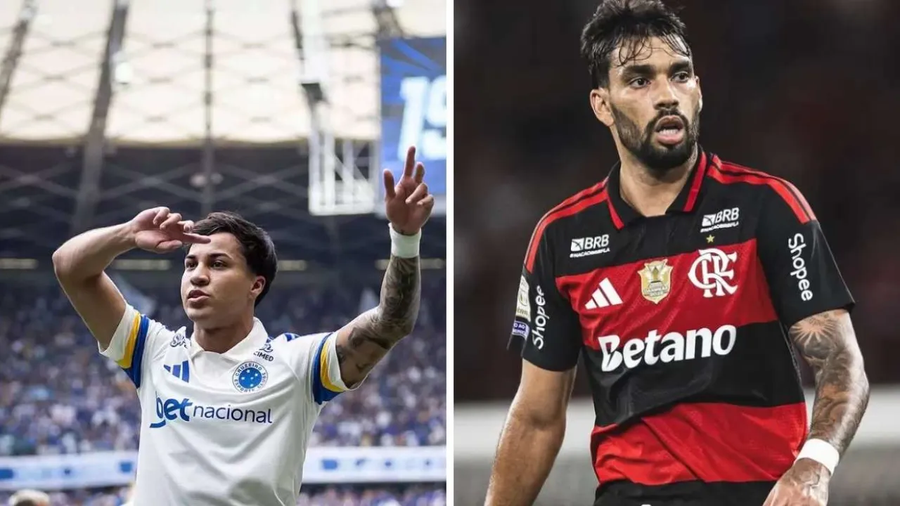 Kaio Jorge comemorando gol que marcou na vitória por 3 a 1 sobre o Mirassol, Lucas Paqueta após retorno de lesão que sofreu na Copa do Mundo 2026. Cruzeiro e Flamengo iniciam no Mineirão a disputa por uma vaga nas quartas de final da Libertadores. O duelo reúne o bicampeão continental mineiro e o atual campeão Flamengo, que busca seu quinto título Kaio Jorge comemorando gol que marcou na vitória por 3 a 1 sobre o Mirassol, Lucas Paqueta após retorno de lesão que sofreu na Copa do Mundo 2026. Cruzeiro e Flamengo iniciam no Mineirão a disputa por uma vaga nas quartas de final da Libertadores. O duelo reúne o bicampeão continental mineiro e o atual campeão Flamengo, que busca seu quinto título