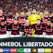 Jogadores do Flamengo durante partida pela Copa Libertadores
