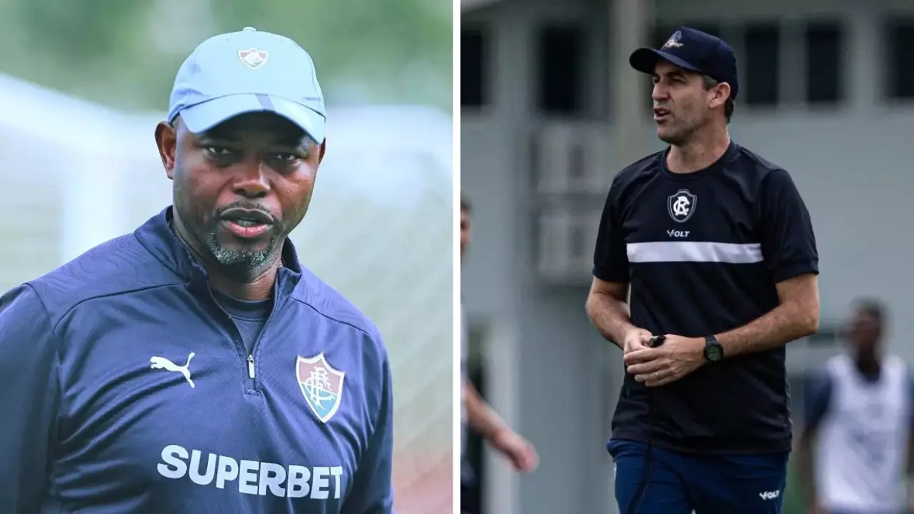 Técnicos do Fluminense e Remo durante partida antes do confronto contra o Remo pelo Brasileirão