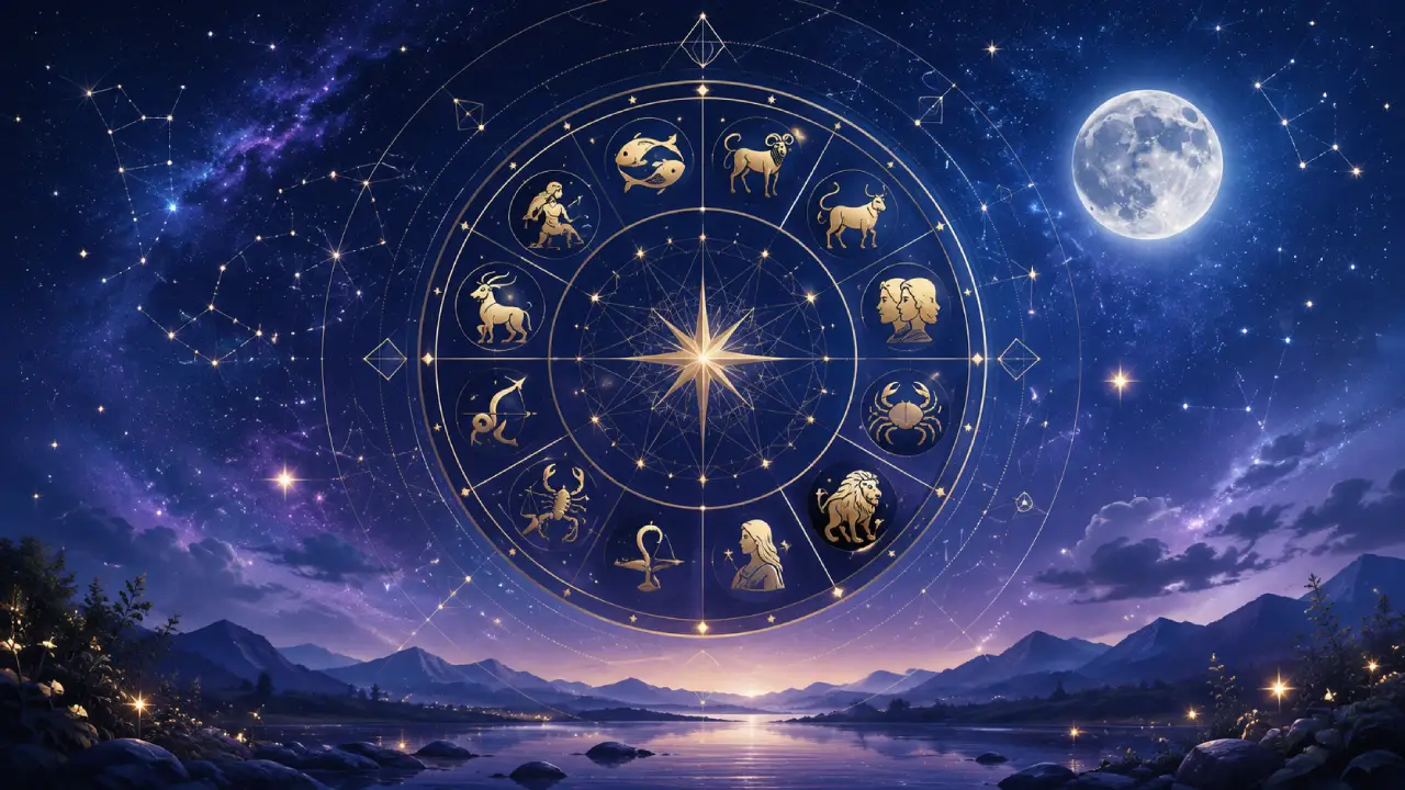 Imagem ilustrativa do horóscopo do dia 13/08/2026, com roda zodiacal, Lua e os 12 signos sobre céu cósmico em tons de azul, violeta e dourado Imagem ilustrativa do horóscopo do dia 13/08/2026, com roda zodiacal, Lua e os 12 signos sobre céu cósmico em tons de azul, violeta e dourado