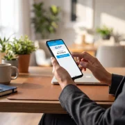 Empréstimo sem burocracias: pessoa solicita crédito rápido e prático pelo celular em plataforma digital.