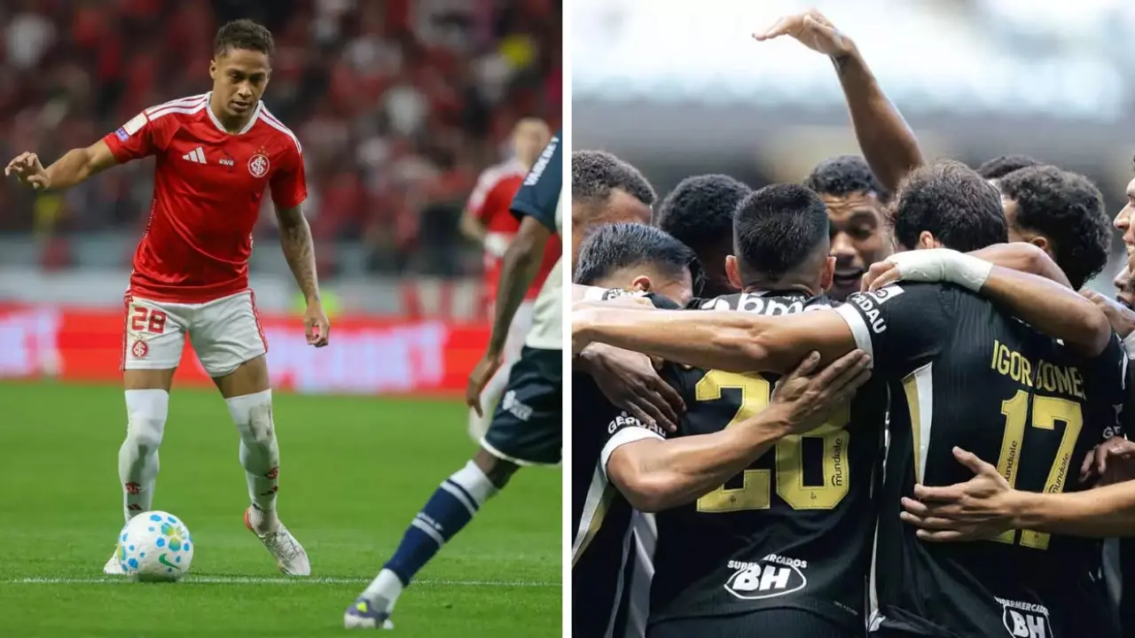 Jogadores de Internacional e Atlético-MG durante confronto pelo Campeonato Brasileiro Jogadores de Internacional e Atlético-MG durante confronto pelo Campeonato Brasileiro