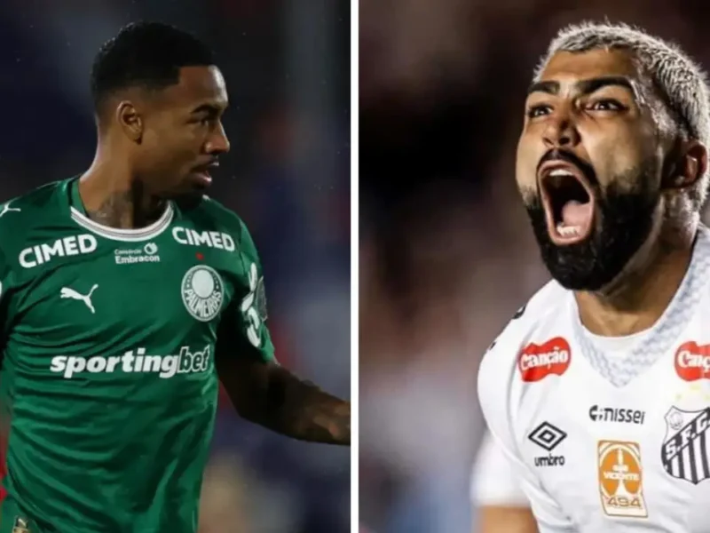 Jogadores de Palmeiras e Santos durante clássico pelo futebol paulista