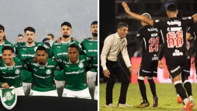 Imagem relacionada ao confronto entre Palmeiras e Vasco pela 24ª rodada do Campeonato Brasileiro de 2026, no Nubank Parque. O Palmeiras entra como líder, enquanto o Vasco ocupa a penúltima posição