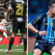 Jogadores de Red Bull Bragantino e Grêmio durante confronto pelo Campeonato Brasileiro