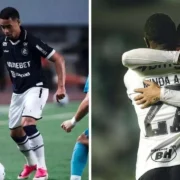 Ao lado esquerdo da imagem está um jogador do Remo com a posse de bola durante uma partida oficial e do lado direito da imagem está dois jogadores do Atlético-MG comemorando um gol contra o Juventude na Copa do Brasil 2026