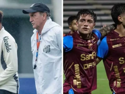 Jogadores do Santos durante partida na Vila Belmiro. O Peixe enfrenta o Macará, do Equador, pelas oitavas da Copa Sul-Americana, com Neymar novamente à disposição de Cuca e decisão da vaga marcada para a semana seguinte em Ambato