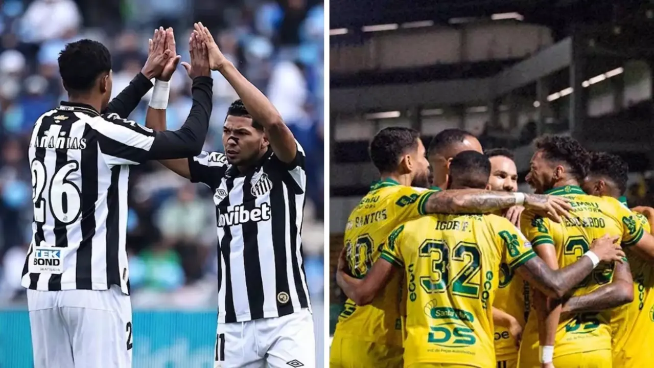 Imagem relacionada ao confronto entre Santos e Mirassol pela 24ª rodada do Campeonato Brasileiro de 2026, na Vila Belmiro. As equipes entram na rodada separadas por apenas dois pontos na luta contra a zona de rebaixamento