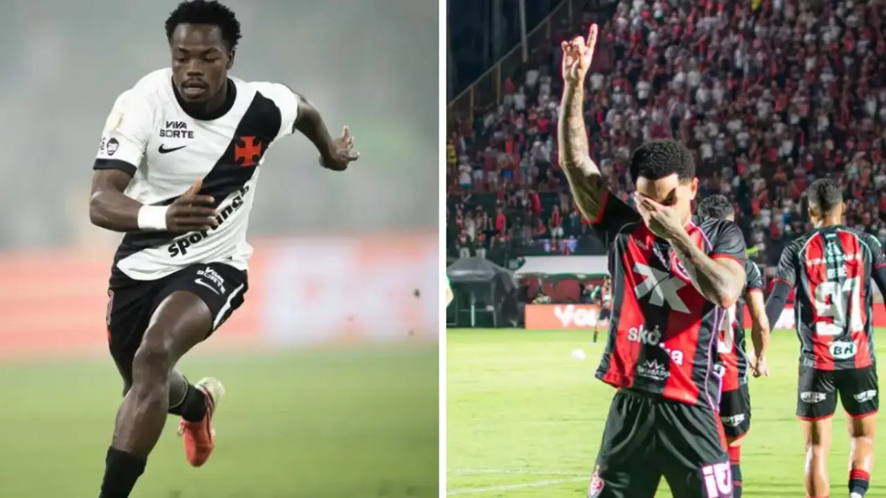 Jogadores de Vasco e Vitória antes do confronto pela Copa do Brasil
