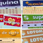 Imagem com recorte de volantes de aposta nas modalidades lotéricas Quina, +Milionária, Dupla Sena, Super Sete, Lotomania e Dia de Sorte: início dos sorteios nesta quarta-feira, 09/09, teve atraso sem explicação | Folha do Leste/arquivo