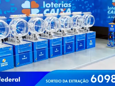 Imagem mostra o palco do auditório do Espaço da Sorte, em São Paulo, onde a Caixa Loterias realizou o sorteio que apontou o resultado completo dos prêmios do concurso 6098 da Loteria Federal, referente à Extração de domingo, 06/09, com todas as dezenas de milhar do 1º, 2º, 3º, 4º, 5º prêmio