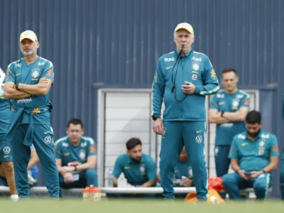 Carlo Ancelotti durante entrevista coletiva da Seleção Brasileira na Austrália