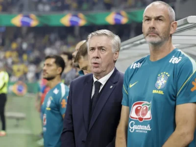 Carlo Ancelotti durante o amistoso entre Brasil e Austrália em Townsville