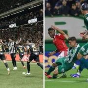 Jogadores de Atlético-MG e Chapecoense em campo antes do confronto pelo Campeonato Brasileiro