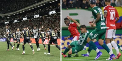 Jogadores de Atlético-MG e Chapecoense em campo antes do confronto pelo Campeonato Brasileiro