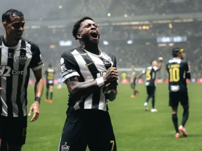 Jogadores do Atlético-MG comemoram vitória sobre o Cruzeiro e classificação na Copa do Brasil