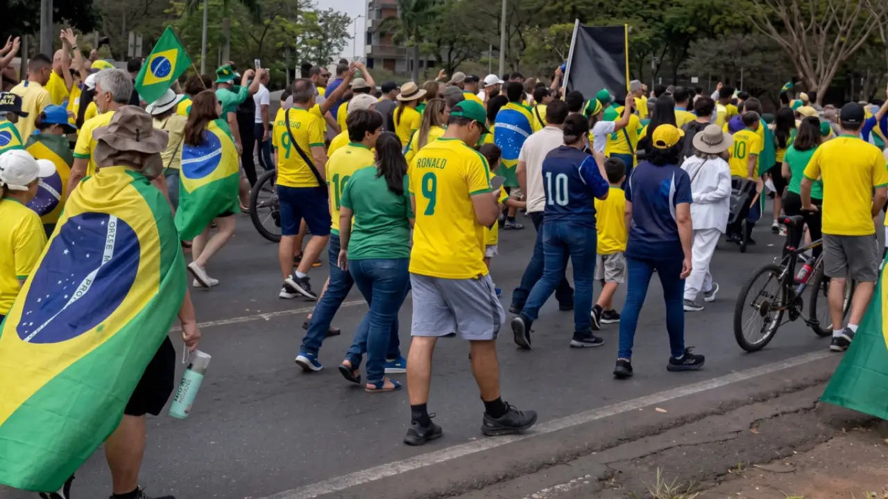Manifestantes participam de ato de apoiadores de Jair Bolsonaro em Brasília durante o 7 de Setembro