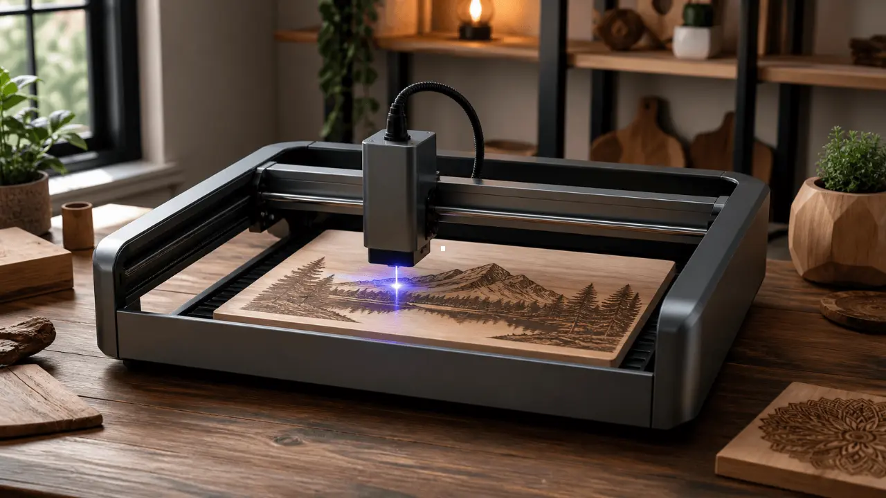 Bambu Lab R1 usa laser CO₂ para corte e gravação de materiais. Bambu Lab R1 usa laser CO₂ para corte e gravação de materiais.