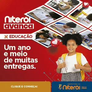 Campanha Prefeitura Banner 1:1 IAB cujo conteúdo corresponde à campanha publicitária Niterói Avança — um ano e meio de muitas entregas — Educação, do Município de Niterói.