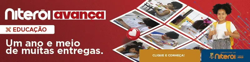 Publicidade da Prefeitura de Niterói sobre um ano e meio de muitas entregas, com destaque para Educação