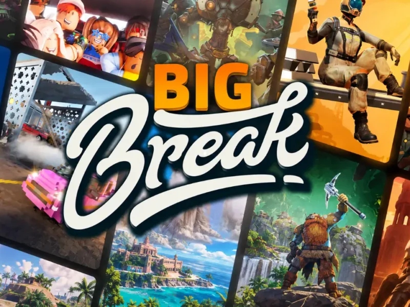ALT: Arte do Big Break Showcase com personagens e cenas de jogos independentes