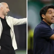 Rodrigo Bellão e Abel Ferreira antes de Botafogo x Palmeiras pela 26ª rodada do Brasileirão