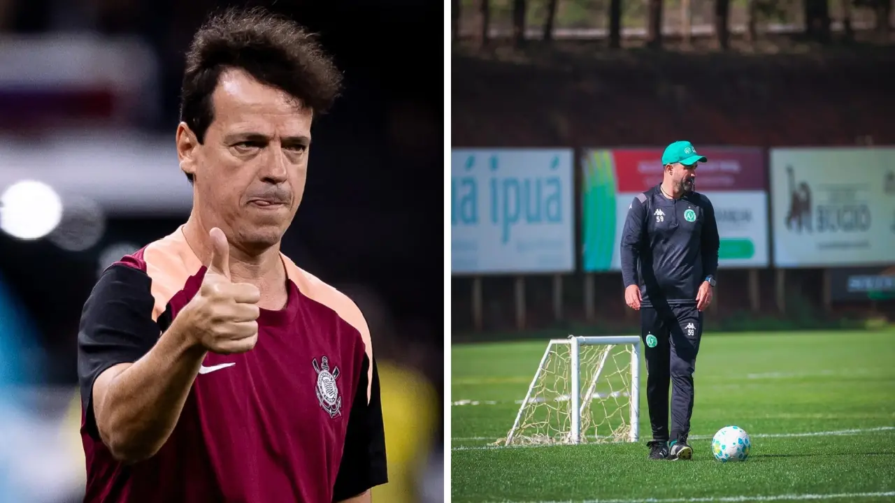 Fernando Diniz e Rafael Lacerda antes de Corinthians x Chapecoense pela 26ª rodada do Brasileirão