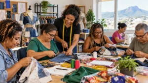 Oficina de moda sustentável e criação têxtil em curso gratuito de Itaboraí